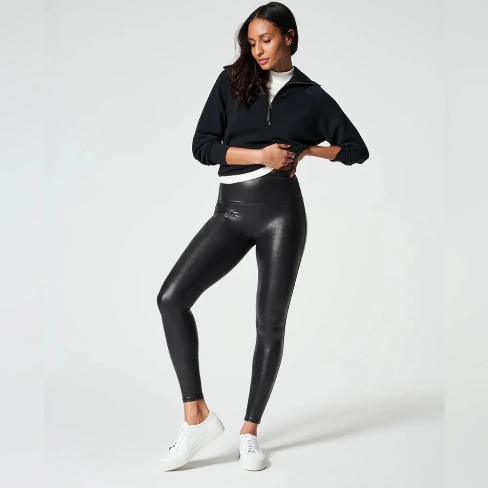 SPANX faux-leather  leggings, Size XS